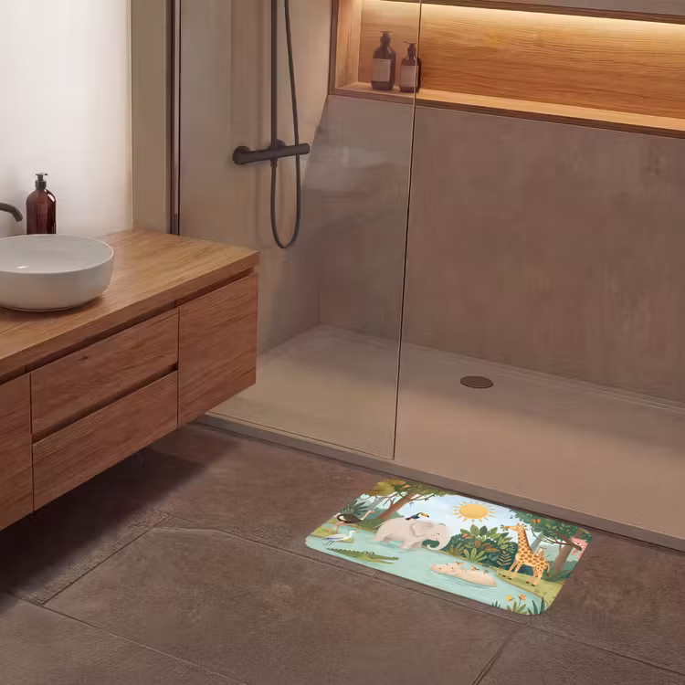 Jungle - Oase - Dieren - Kleurrijk Badmat klein -sfeer2