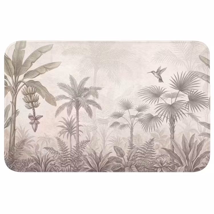 Jungle - Banenboom - Kolibrie - Beige Badmat middel -3d
