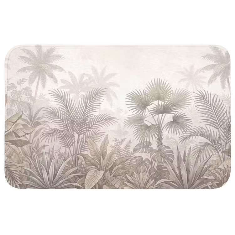 Jungle - Tropisch - Natuur -Vintage - Beige Badmat middel -3d