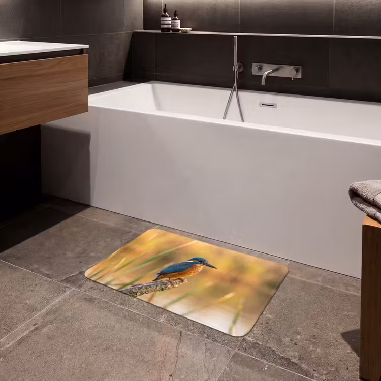 IJsvogel - Tak - Water - Kleurrijk - Levendig Badmat klein -sfeer3