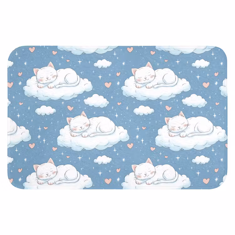 Kitten - Wolken - Blauw Badmat klein 997 -3d