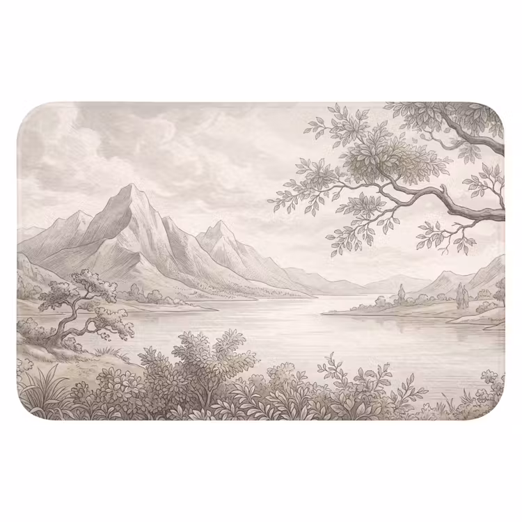 Landschap - Bergen - Meer - Natuur Badmat klein -3d