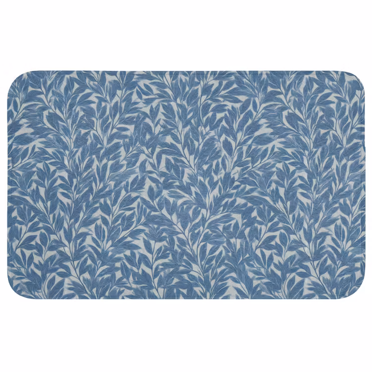 Bladeren - Klassiek - Patroon - Donkerblauw - Vintage Badmat klein 997 -3d