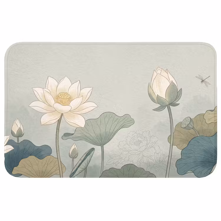 Lotus - Bloemen - Groen Badmat klein -3d