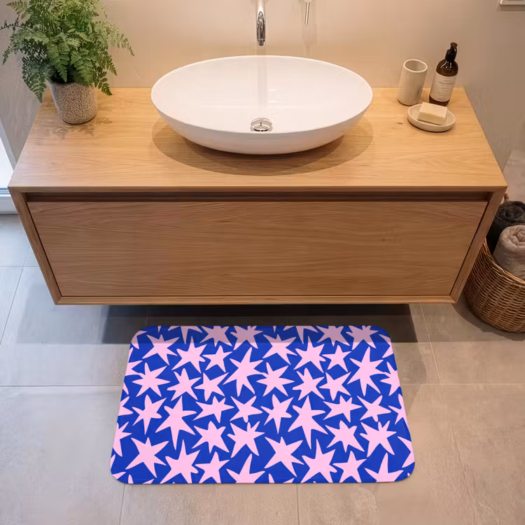 Modern - Sterren - Blauw Badmat middel 997 -sfeer1