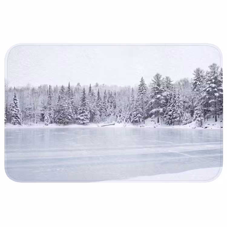 Meer - Dennen - IJs - Winter - Rustgevend Badmat klein -3d