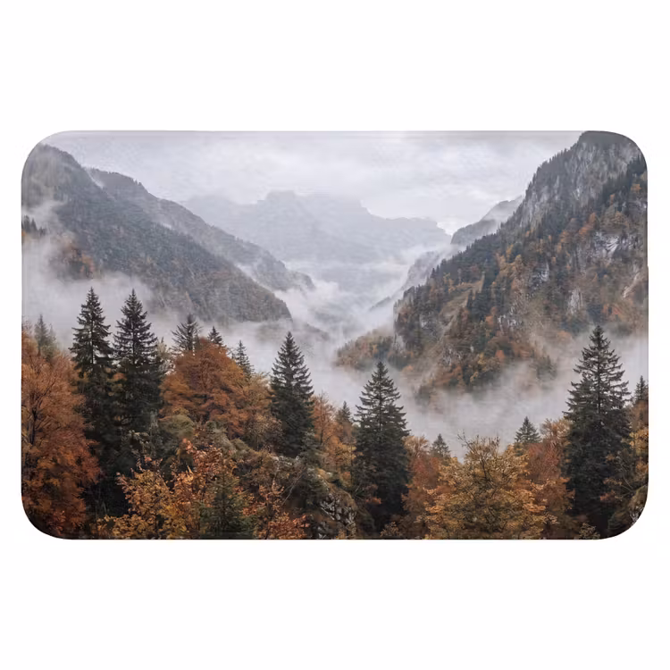 Bergen - Vallei - Mist - Herfst - Natuur Badmat klein -3d