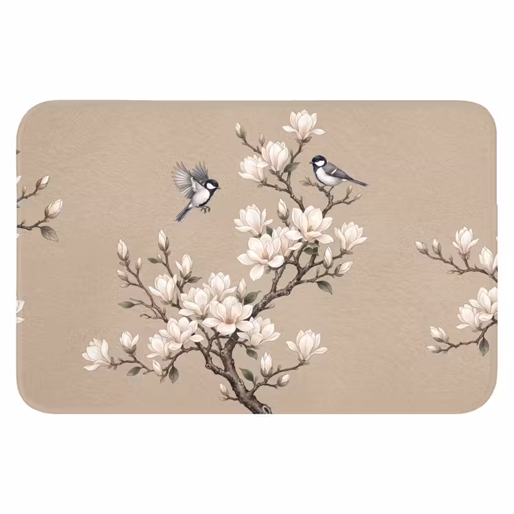 Oosters - Vogels - Beige Badmat klein -3d