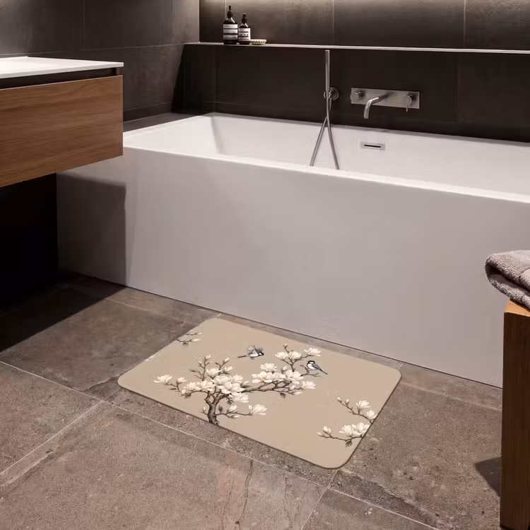 Oosters - Vogels - Beige Badmat klein -sfeer3
