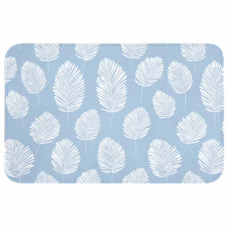 Palmbladeren - Naadloos - Patroon - Pastelblauw Badmat middel 997 -3d