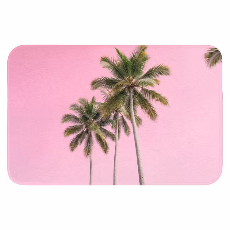 Palmboom - Tropisch - Pink Badmat klein -3d