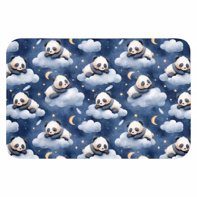 Panda's - Slapen - Blauw Badmat klein 997 -3d