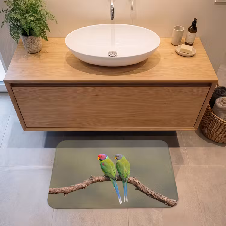Papagaai - Tak - Natuur - Kleurrijk Badmat klein -sfeer1