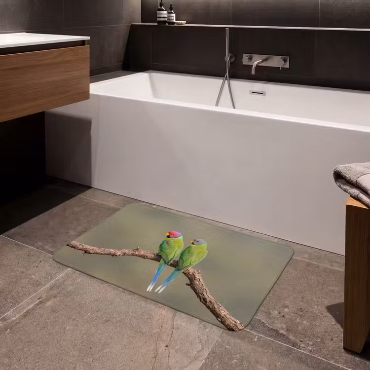 Papagaai - Tak - Natuur - Kleurrijk Badmat klein -sfeer3