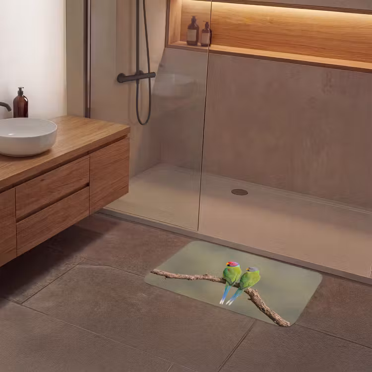Papagaai - Tak - Natuur - Kleurrijk Badmat klein -sfeer2