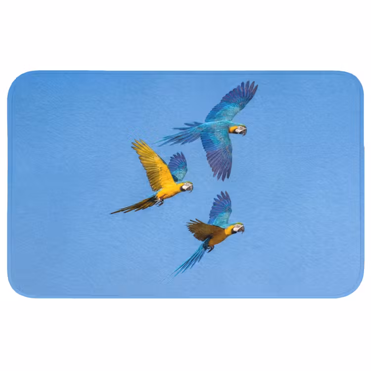 Papagaai - Vliegen - Blauw - Geel Badmat middel -3d