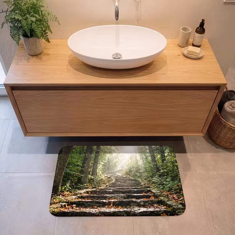 Stenen - Trap - Bos - Natuur Badmat klein -sfeer1