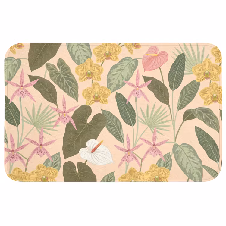 Patroon - Bloemen - Kleurrijk Badmat klein -3d