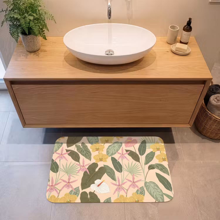 Patroon - Bloemen - Kleurrijk Badmat klein -sfeer1