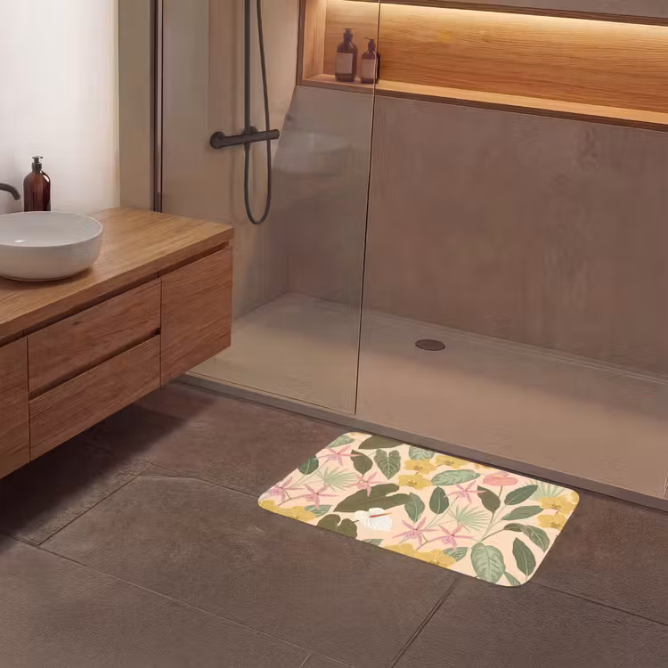 Patroon - Bloemen - Kleurrijk Badmat klein -sfeer2