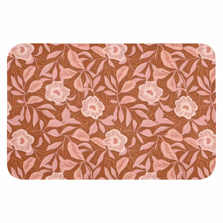 Patroon - Bladeren - Terracotta Badmat klein 997 -3d