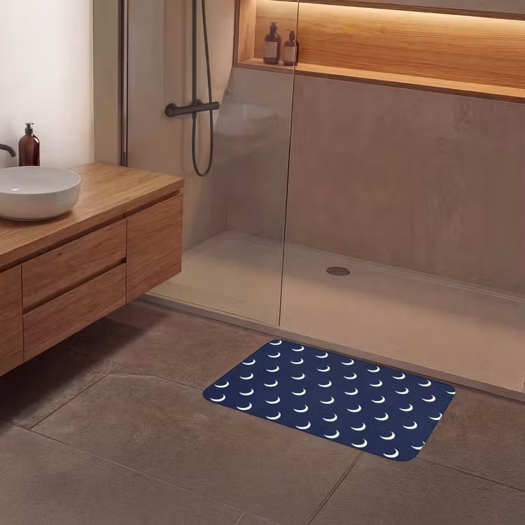 Patroon - Manen - Blauw Badmat middel 997 -sfeer2