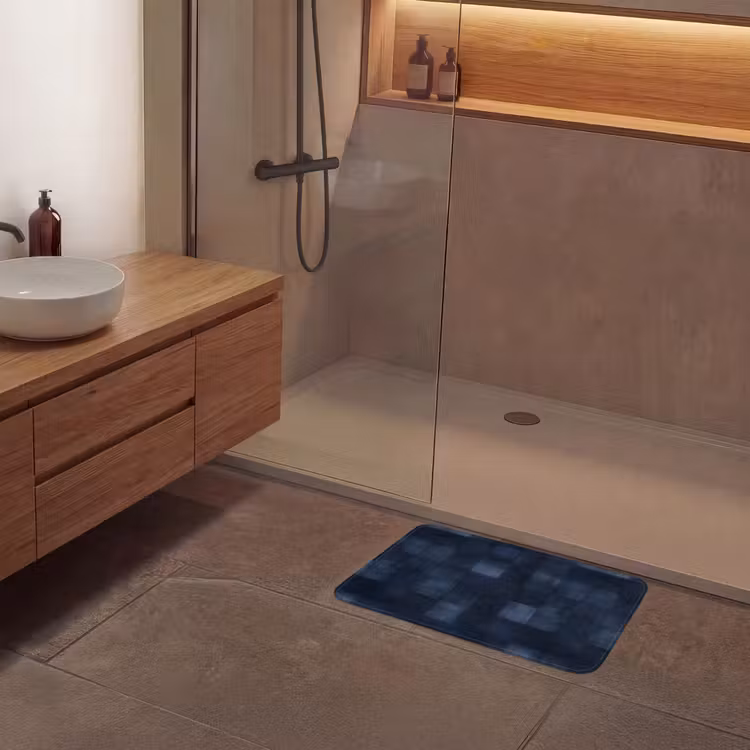 Patroon - Ruit - Marineblauw Badmat klein 997 -sfeer2