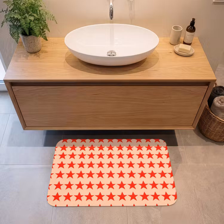 Patroon - Sterren - Rood Badmat middel 997 -sfeer1