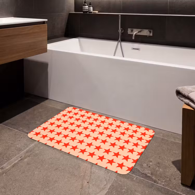 Patroon - Sterren - Rood Badmat middel 997 -sfeer3