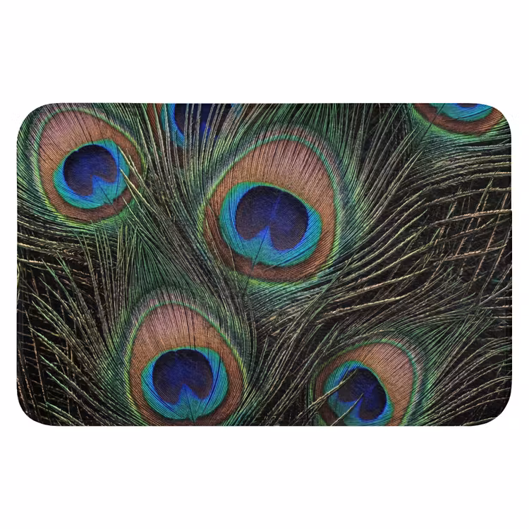 Pauwenveren - Klassiek - Groen Badmat klein -3d