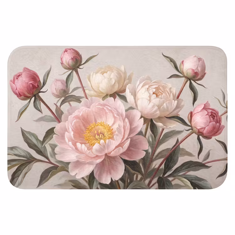 Pioenrozen - Boeket - Roze Badmat klein -3d