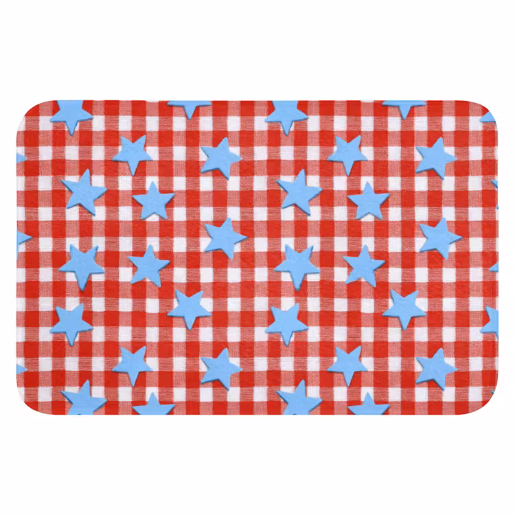Ruit - Sterren - Rood Badmat klein 997 -3d