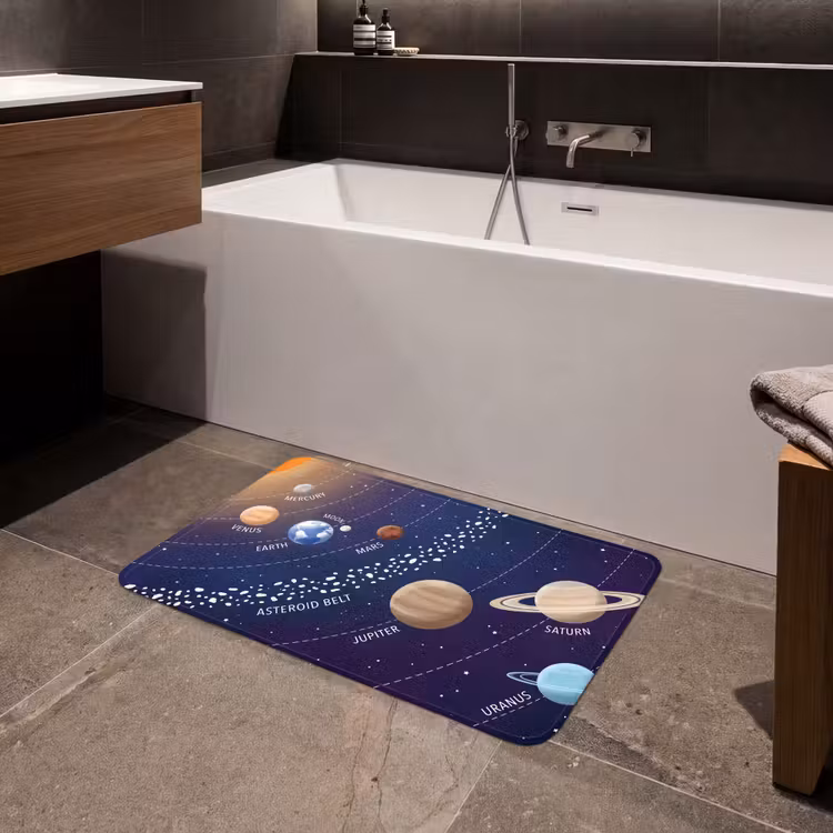 Planetenstelsel - Ruimte - Illustratie Badmat middel -sfeer3