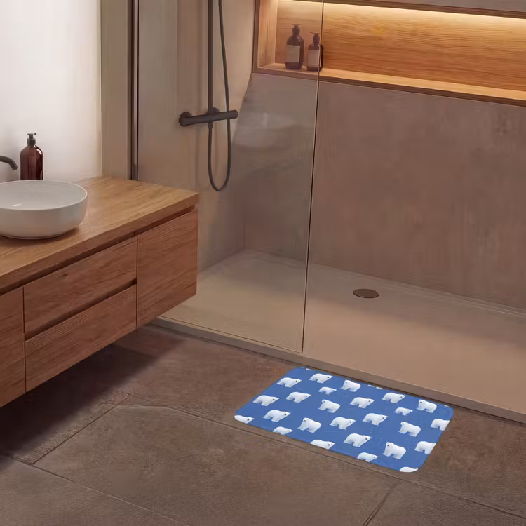 IJsbeer - Patroon - Blauw Badmat klein 997 -sfeer2