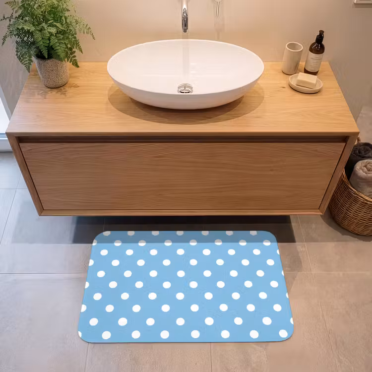 Polka - Dots - Blauw Badmat middel 997 -sfeer1