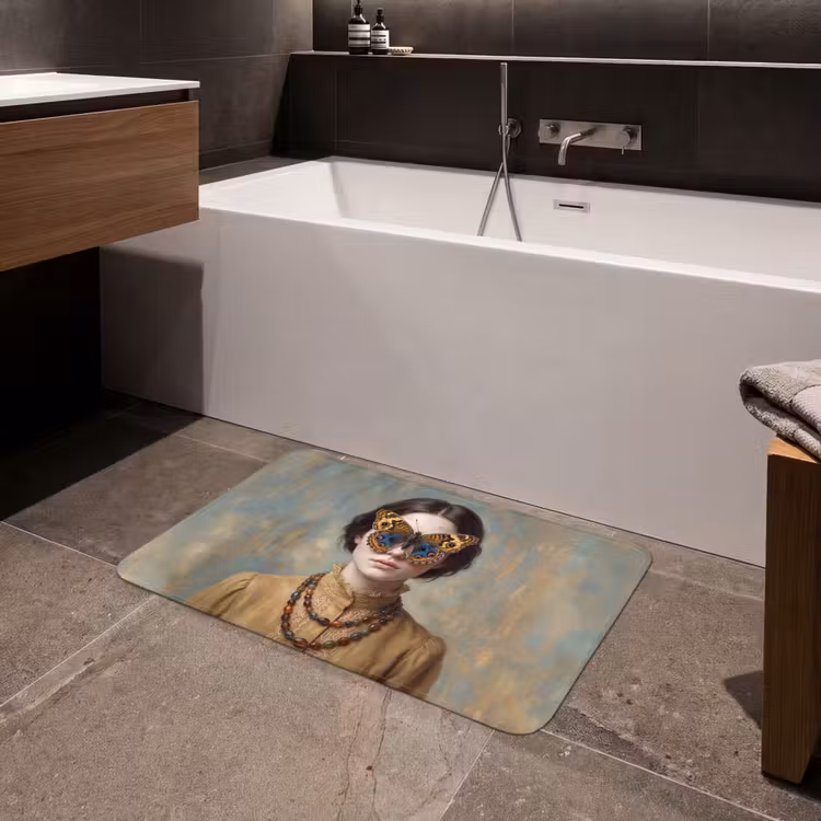 Portret - Vlinder - Kleurrijk Badmat middel -sfeer3