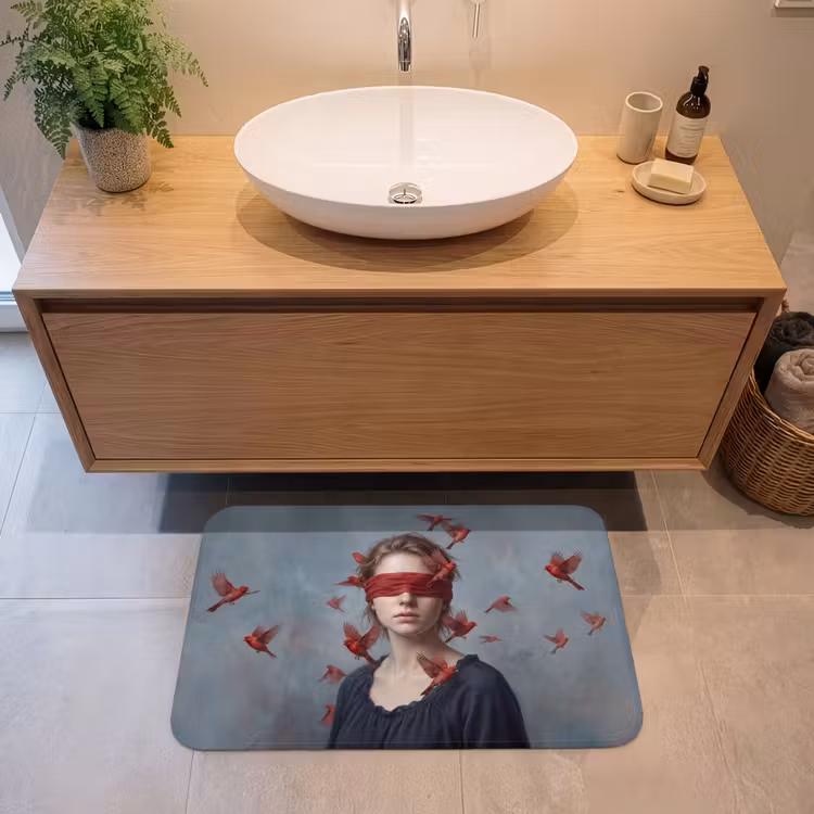 Portret - Krachtig - Rood Badmat middel -sfeer1