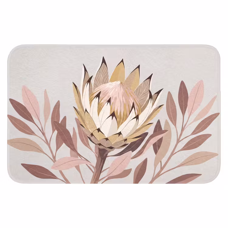 Protea - Bloem - Botanisch - Beige Badmat klein -3d