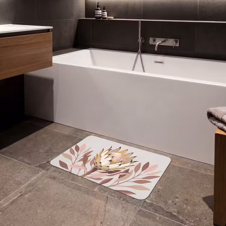 Protea - Bloem - Botanisch - Beige Badmat klein -sfeer3