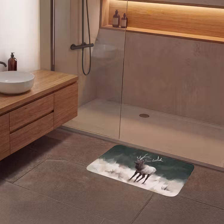 Edelhert - Gewei - Schildering - Rustiek Badmat klein -sfeer2