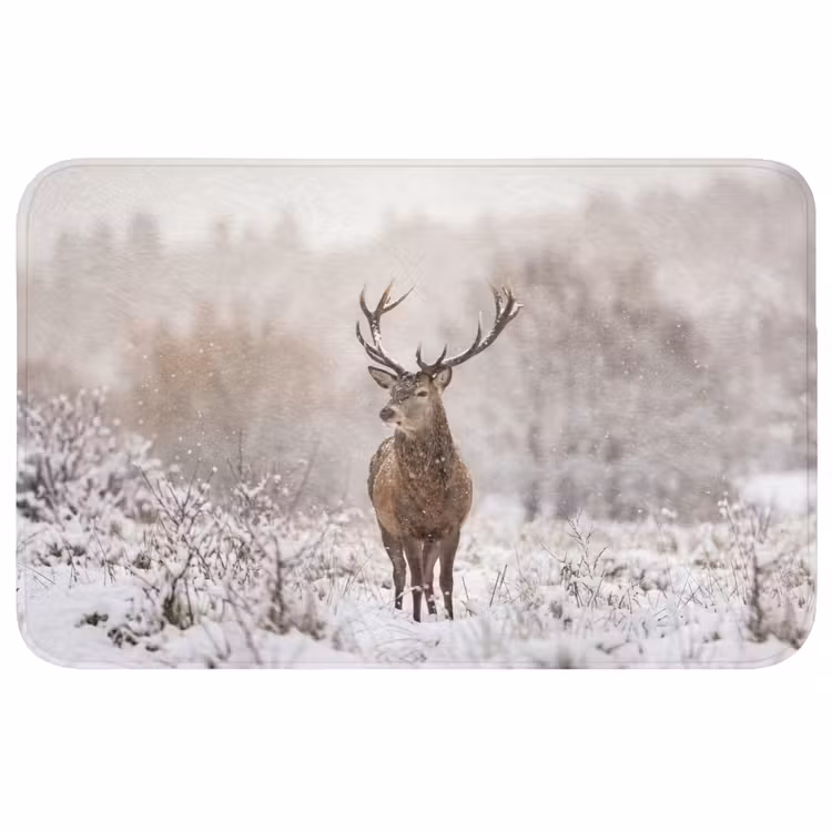 Edelhert - Bos - Sneeuw - Winter - Majestueus Badmat klein -3d