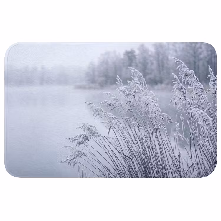 Riet - Bevroren - Winter - Natuur Badmat middel -3d