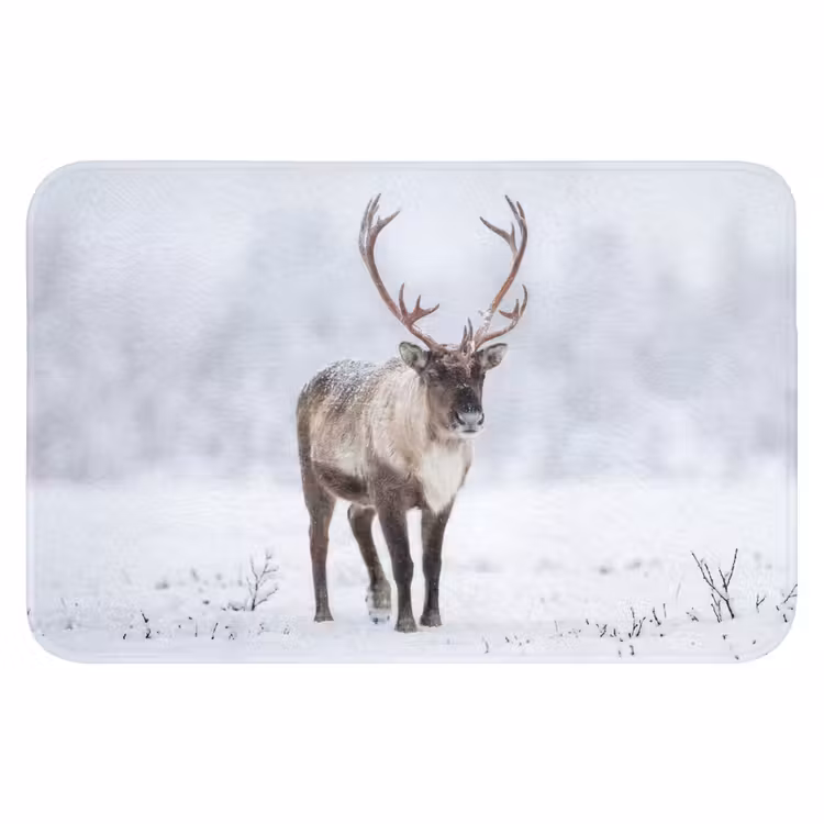 Rendier - Gewei - Toendra - Sneeuw - Wild Badmat klein -3d