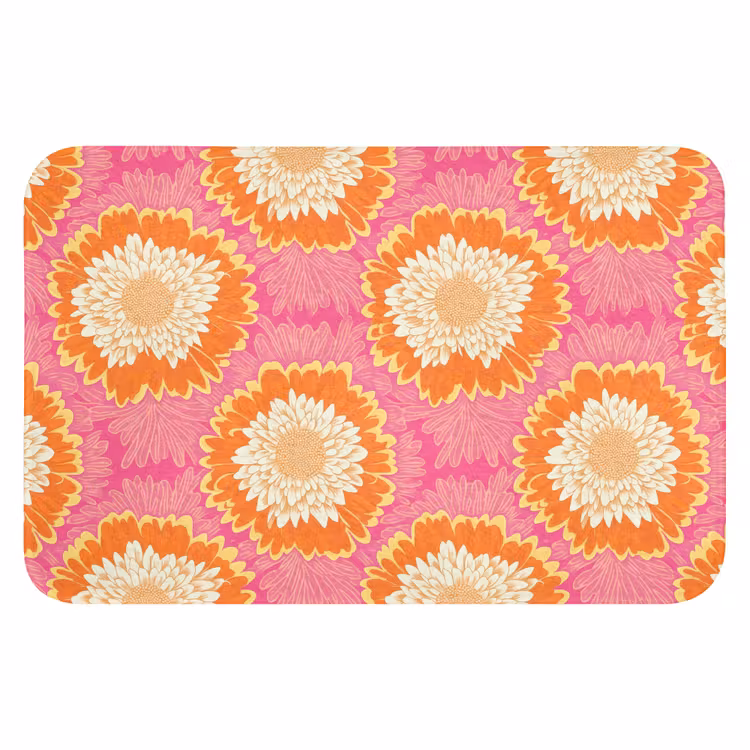 Retro - Bloemen - Kleurrijk Badmat klein 997 -3d