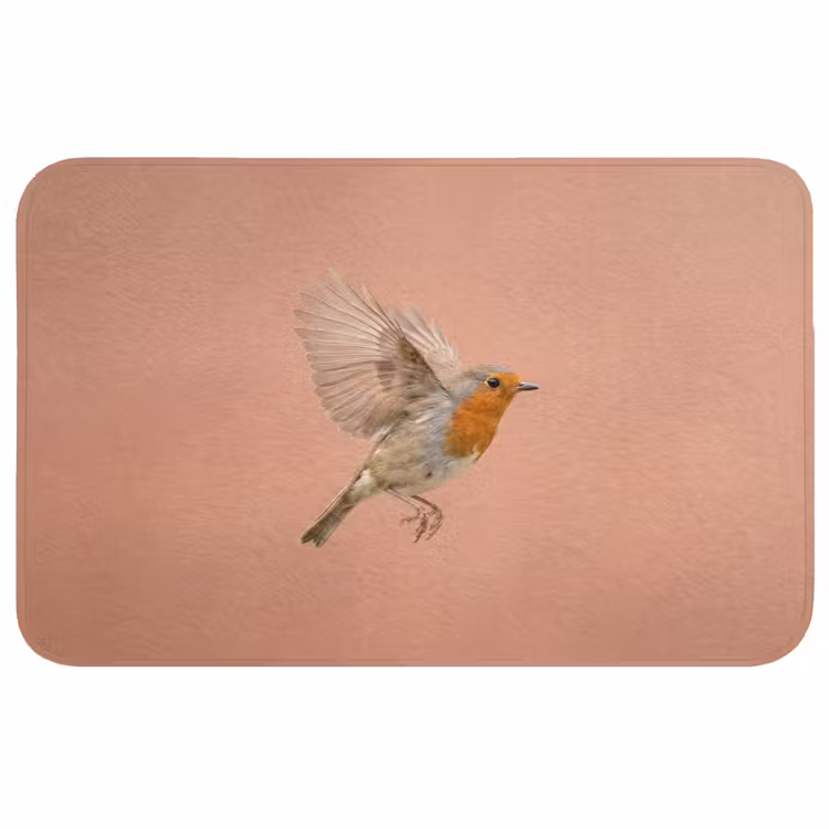 Roodborst - Natuur - Roze Badmat klein -3d