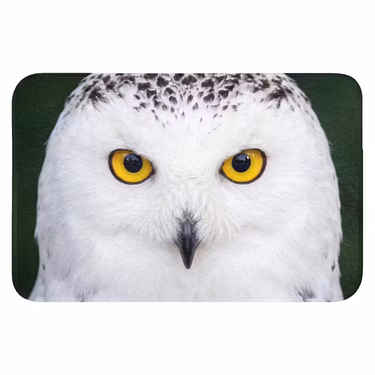 Sneeuwuil - Portret - Geel Badmat klein -3d