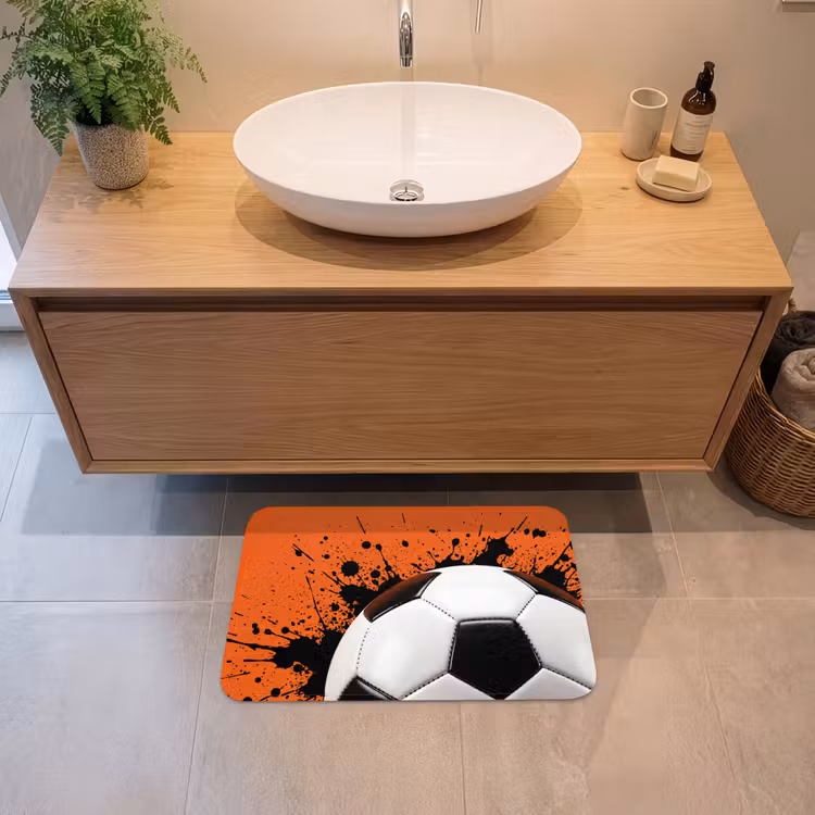 Voetbal - Verf - Sport - Oranje Badmat klein -sfeer1