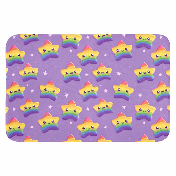 Sterren - Regenboog - Paars Badmat klein 997 -3d