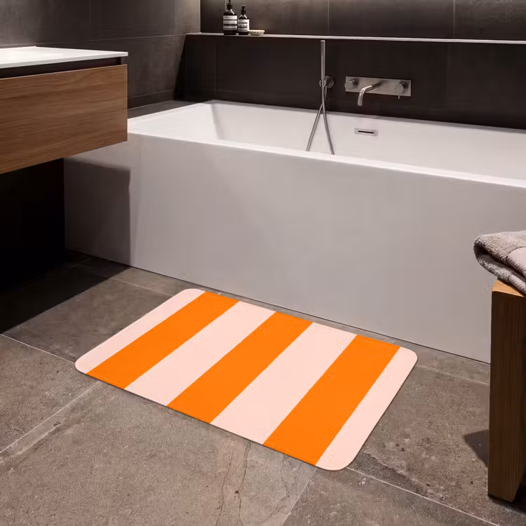 Strepen - Modern - Oranje Badmat middel 997 -sfeer3