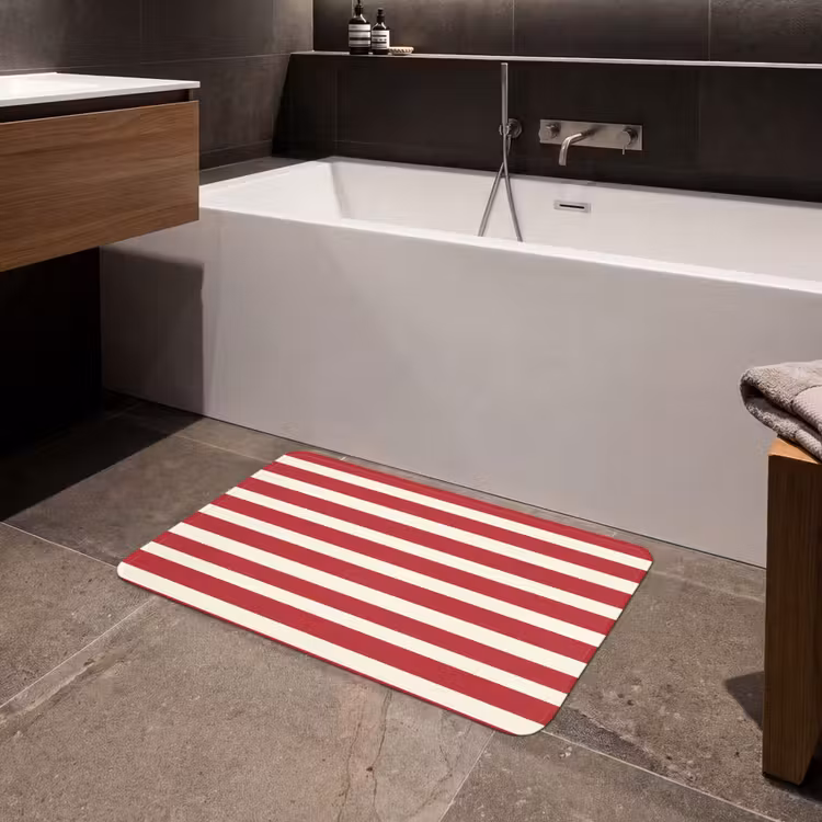 Strepen - Patroon - Rood Badmat middel 997 -sfeer3